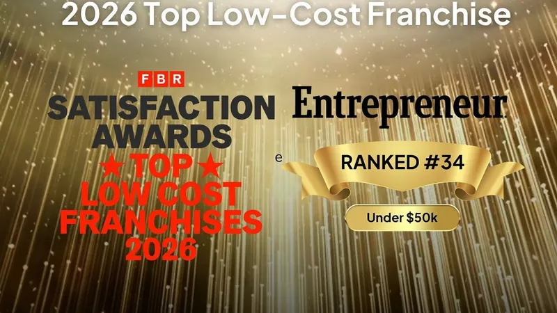 2026 Top Low-Cost Franchise satisfaction award graphic, ranked #34 under $50k