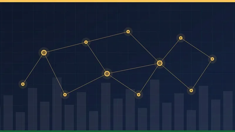 Gold line graph with circular data points over blue bar chart grid.