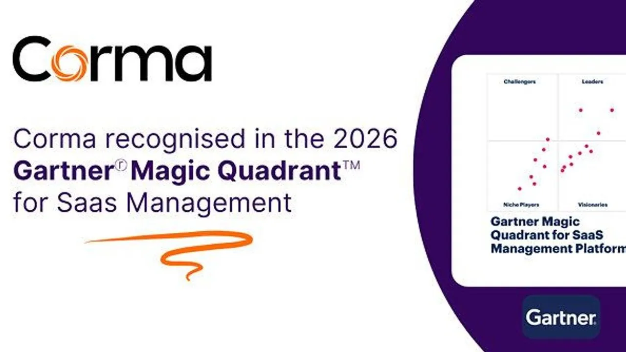 Corma logo beside a Gartner Magic Quadrant chart for SaaS Management Platforms