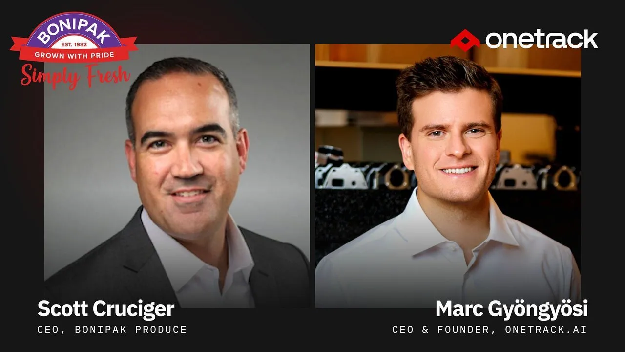 Scott Cruciger, left, and Marc Gyöngyösi, right, in side-by-side headshots with Bonipak and Onetrac logos.