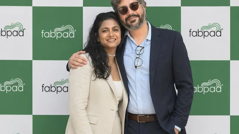 Shripriya Khaitan Dhelia and Dipesh Dhelia standing together in front of a Fabpad logo backdrop.