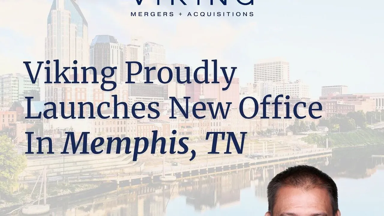 Memphis skyline and riverfront with text announcing Viking’s new office in Memphis, TN.