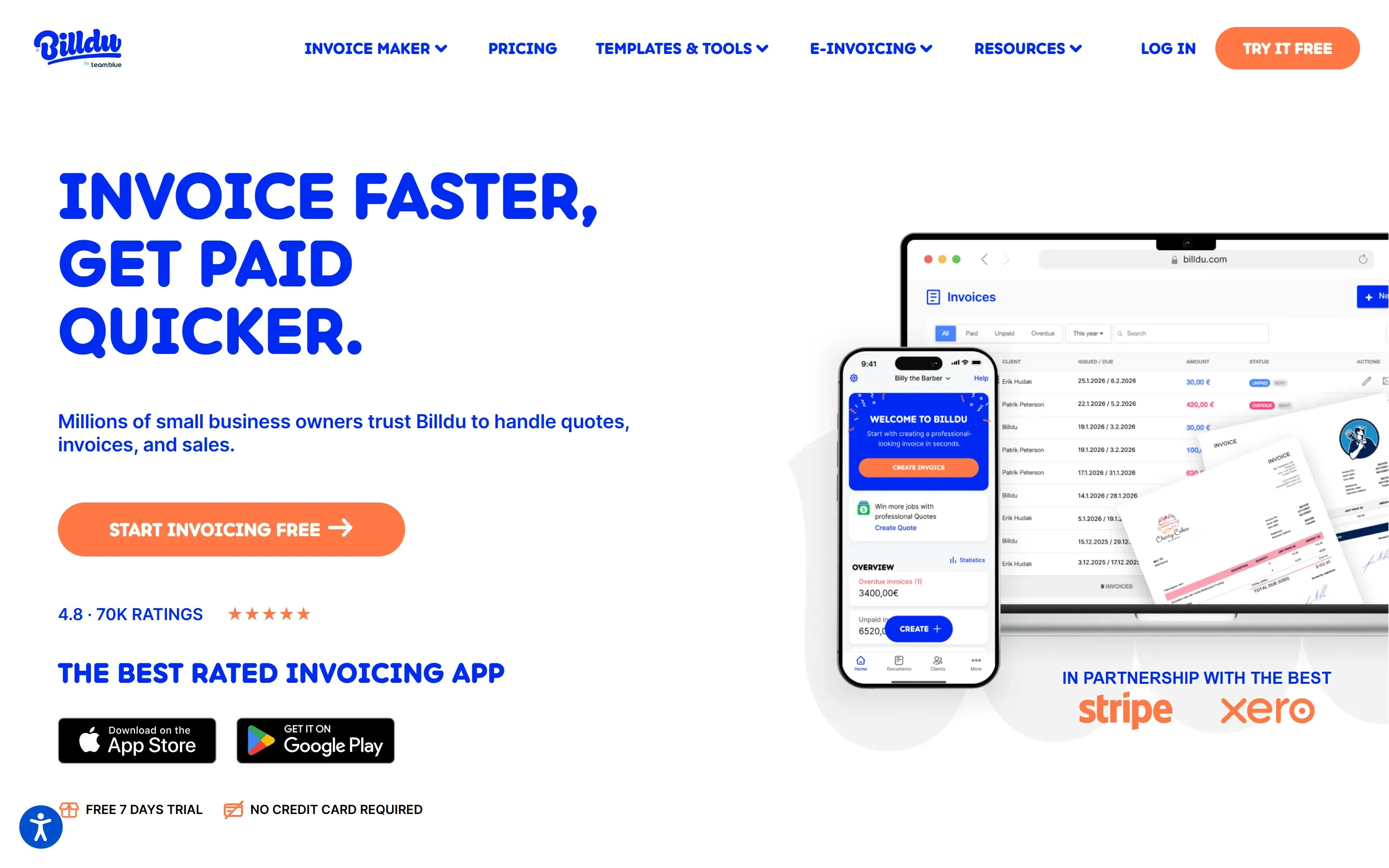 The Billdu home page, saved 2026-10-02
