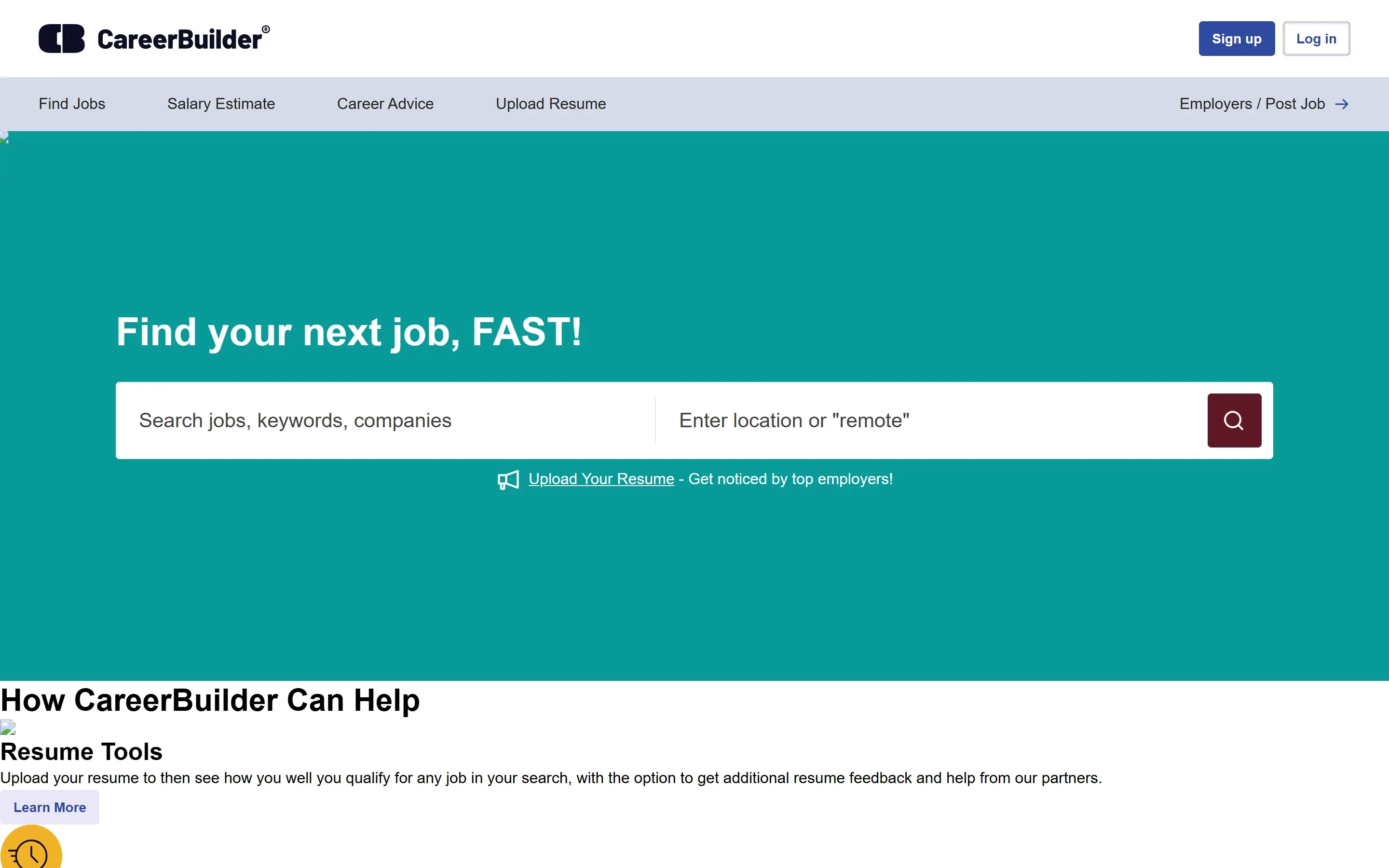 The CareerBuilder home page, from an archived copy (September 2026)