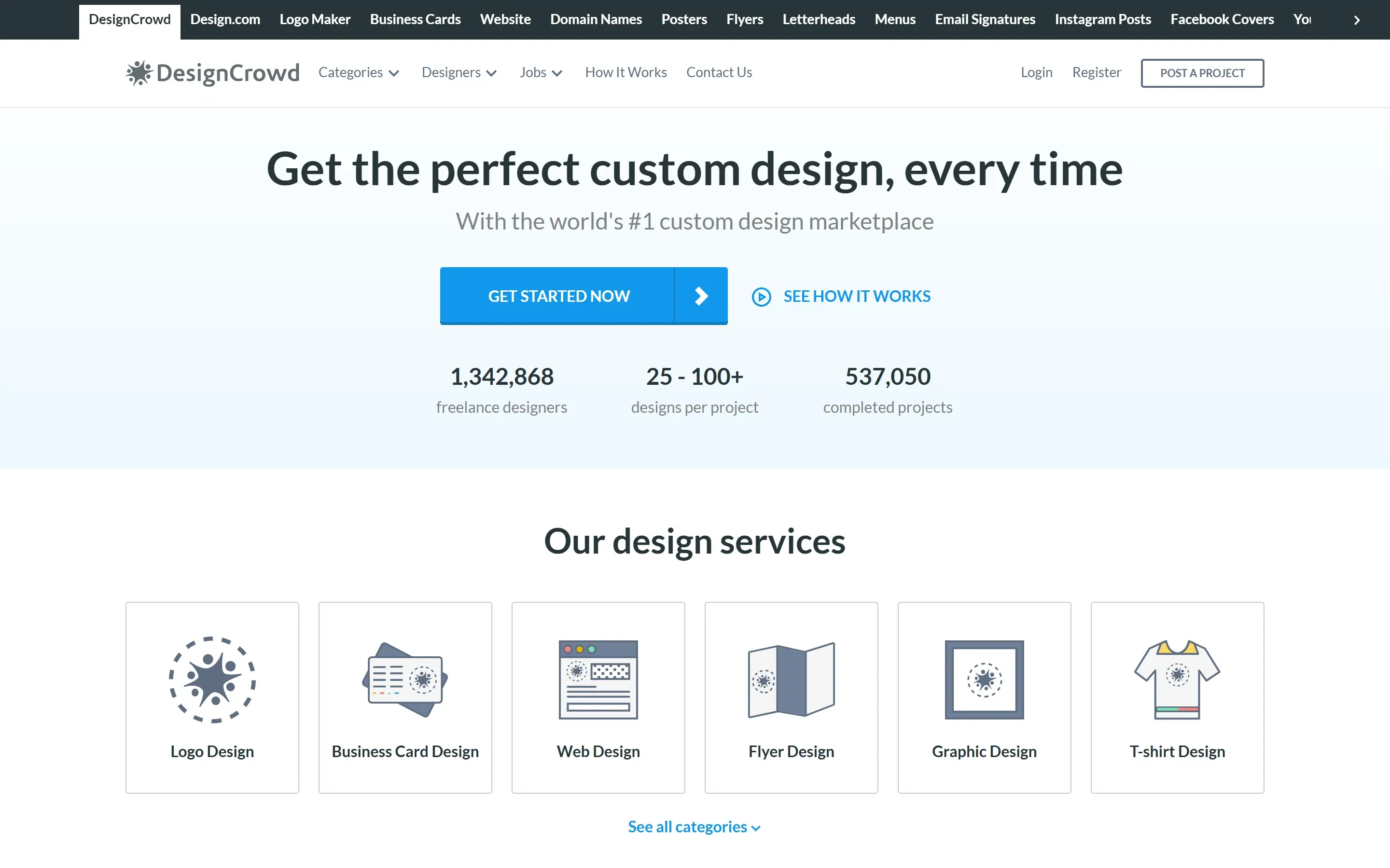 The DesignCrowd home page, saved 2026-10-05
