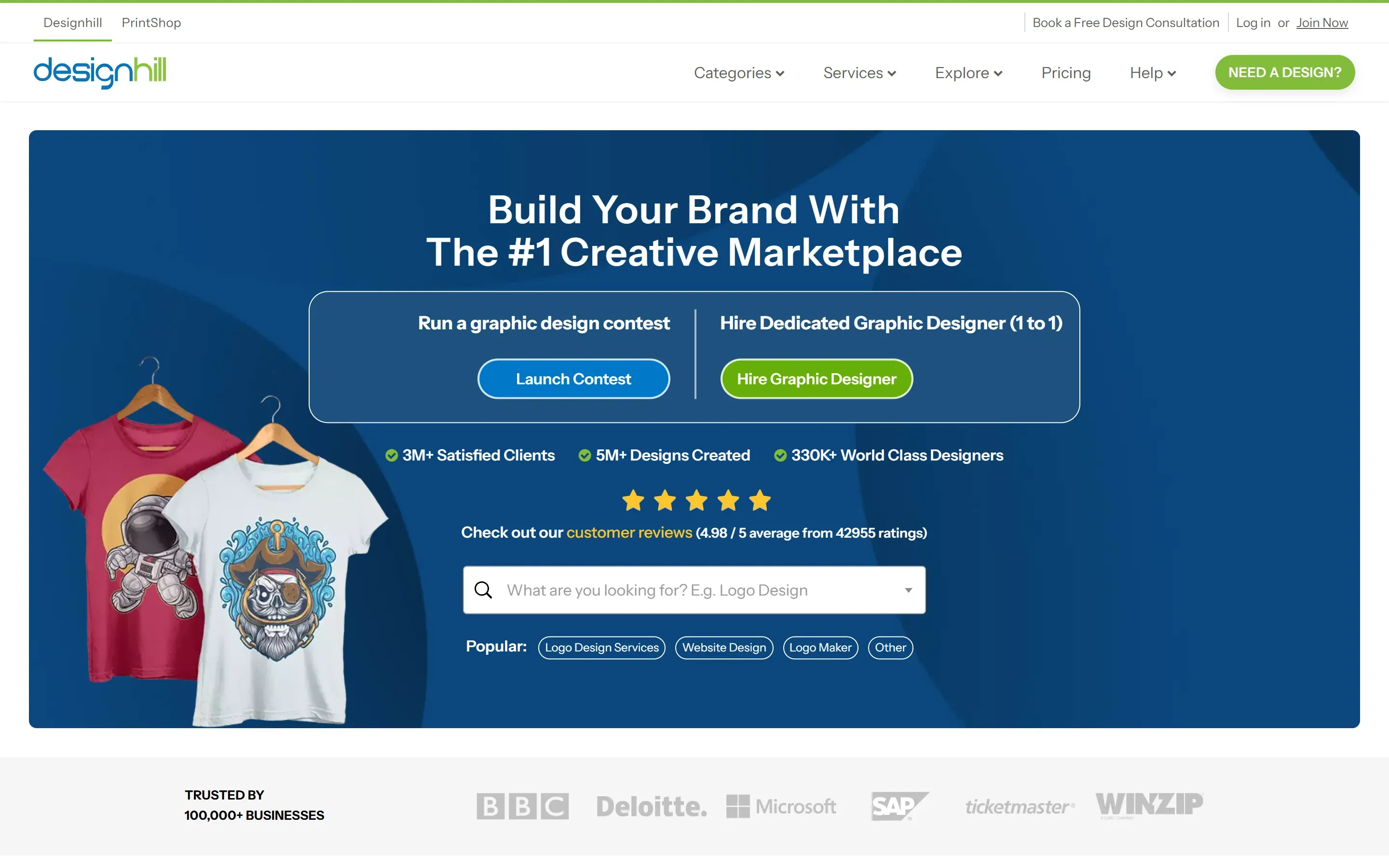 The Designhill home page, saved 2026-10-05