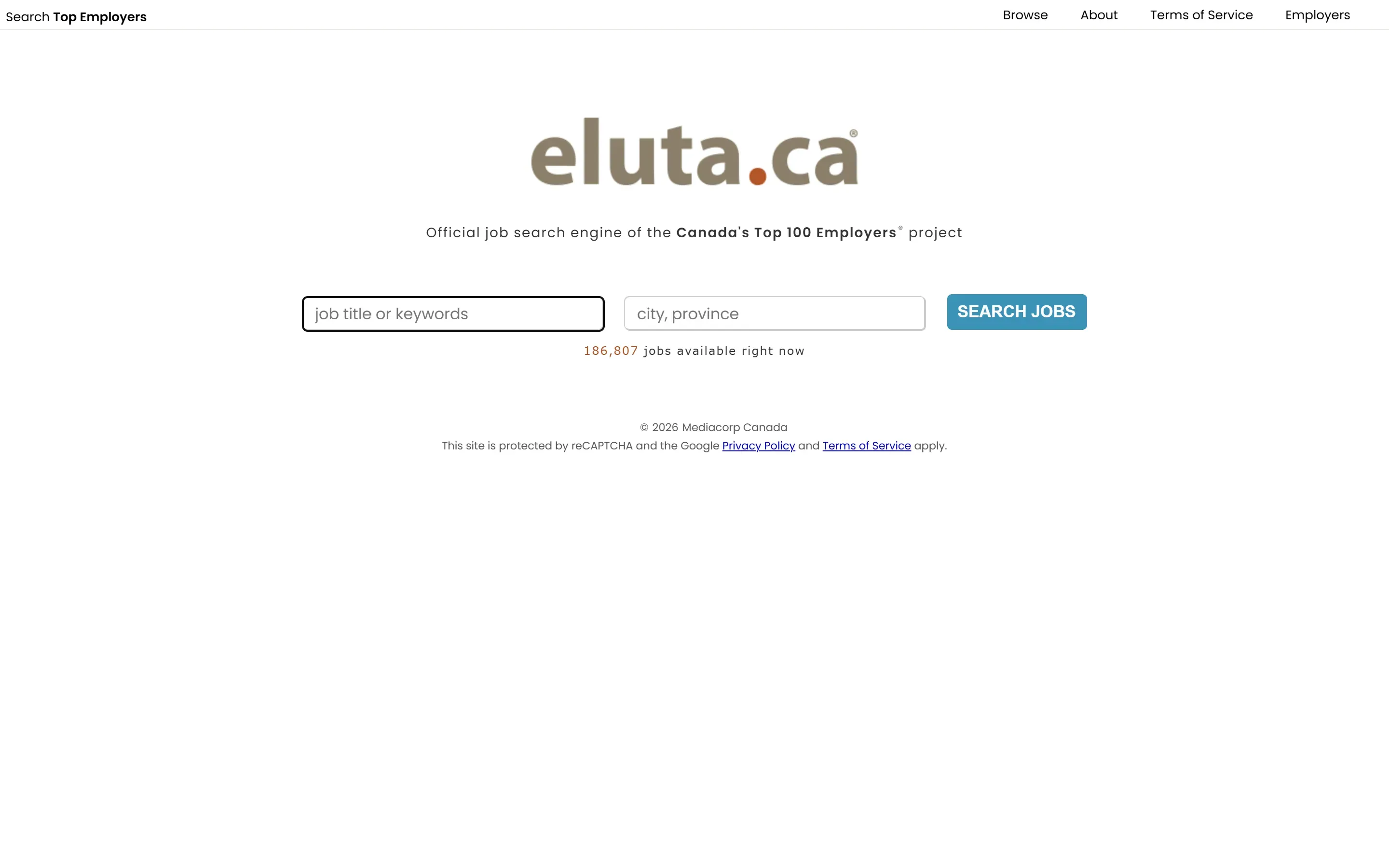 The Eluta.ca home page, October 6, 2026
