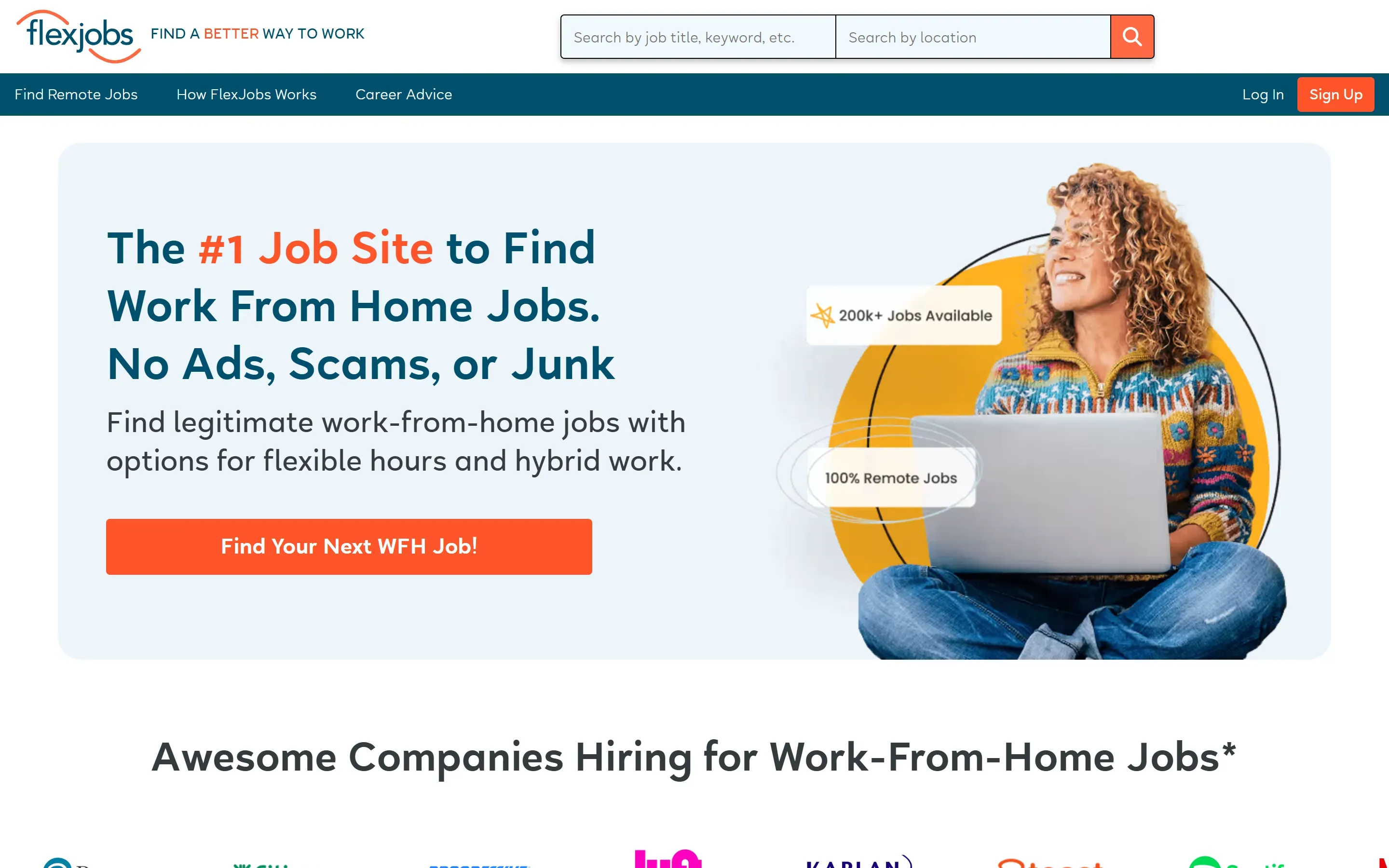 The FlexJobs home page, October 6, 2026