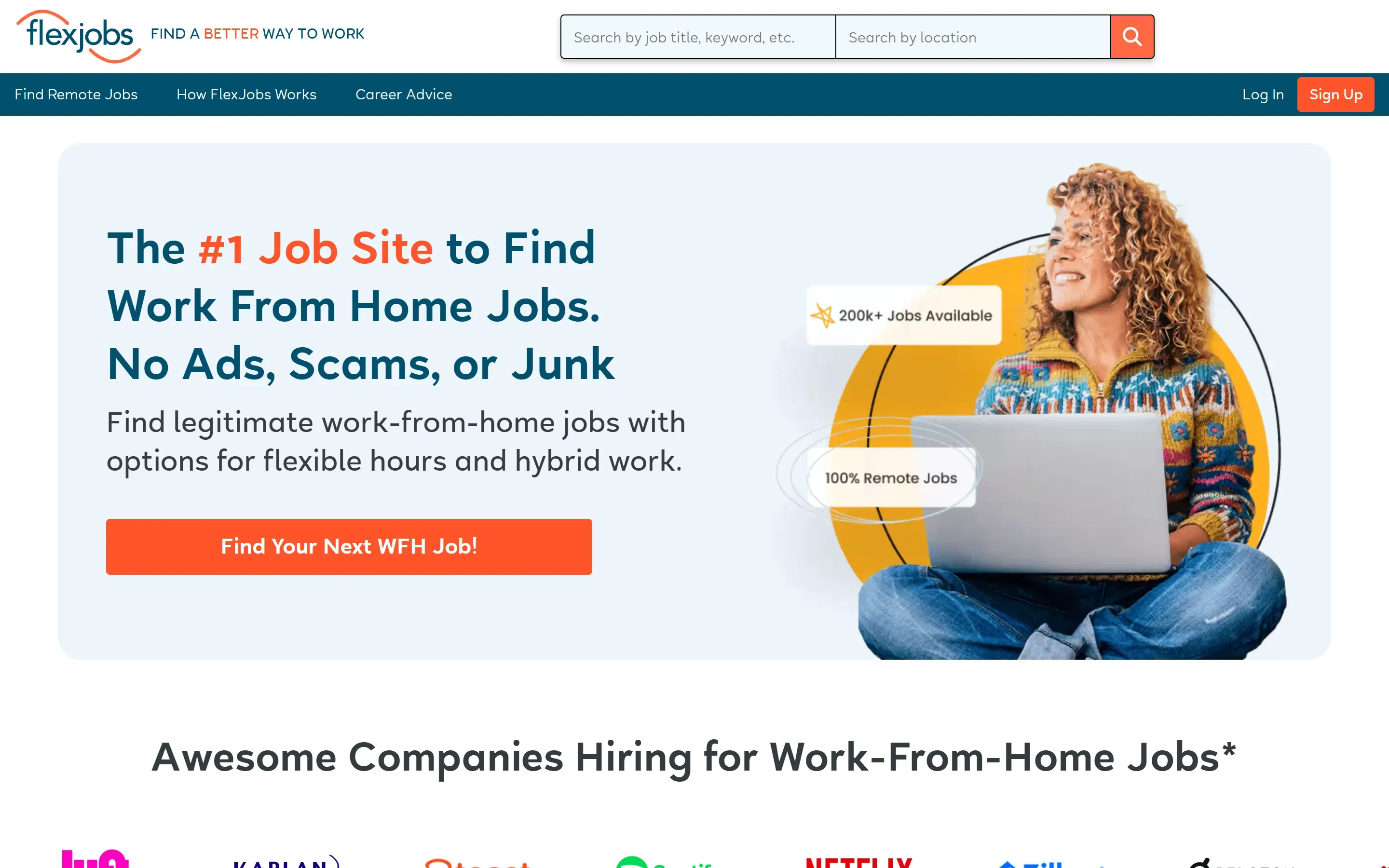 The FlexJobs home page, October 6, 2026