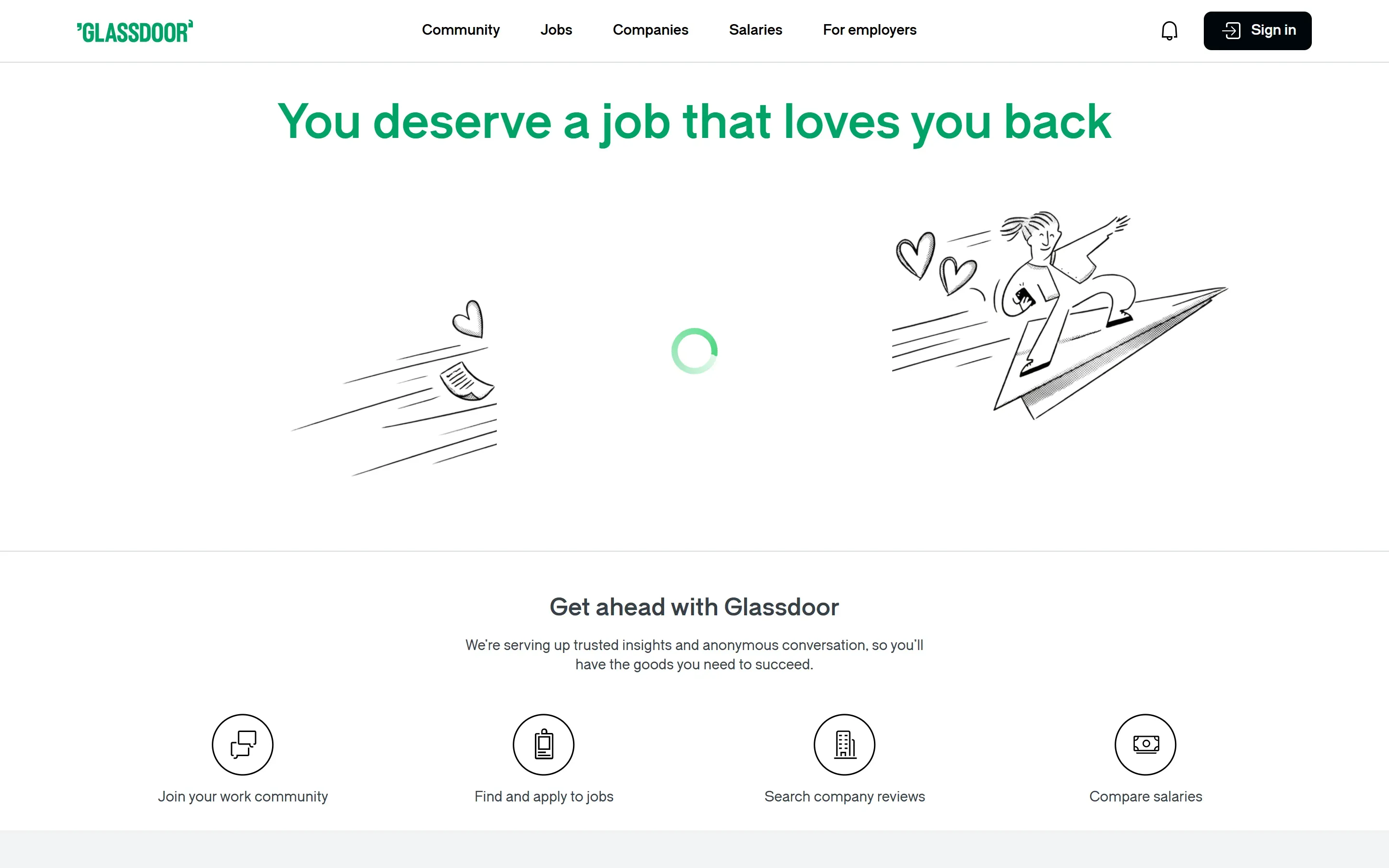 The Glassdoor home page, from an archived copy (September 2026)