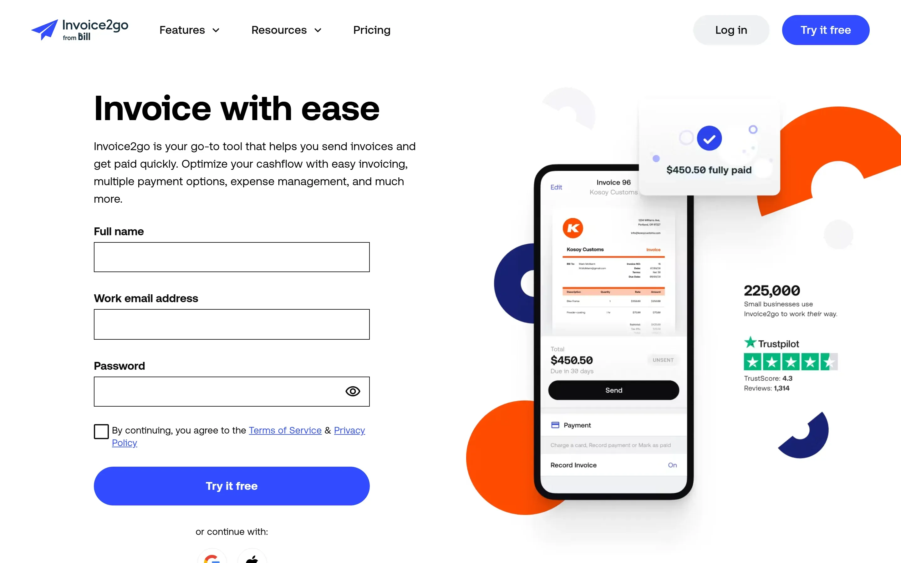 The Invoice2go home page, saved 2026-10-02