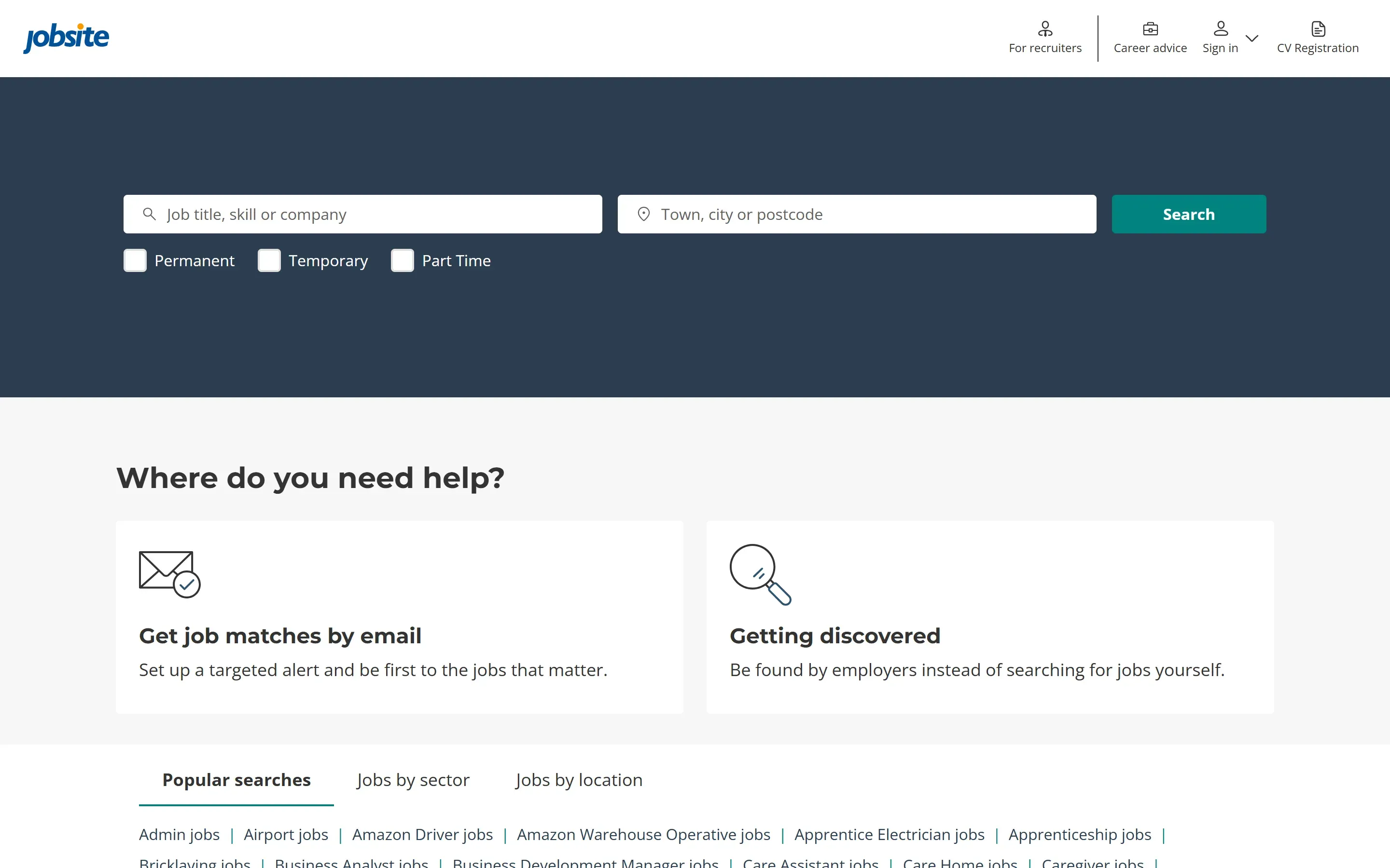 The Jobsite home page, October 6, 2026