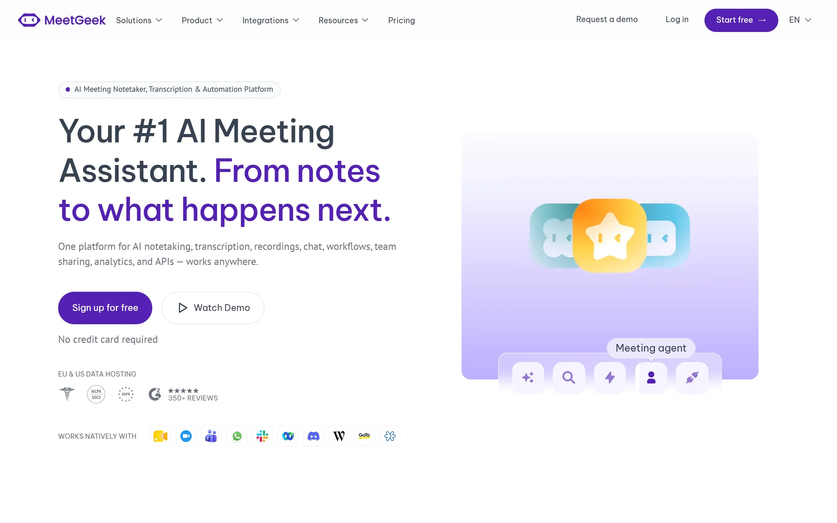 The MeetGeek home page, saved 2026-10-02