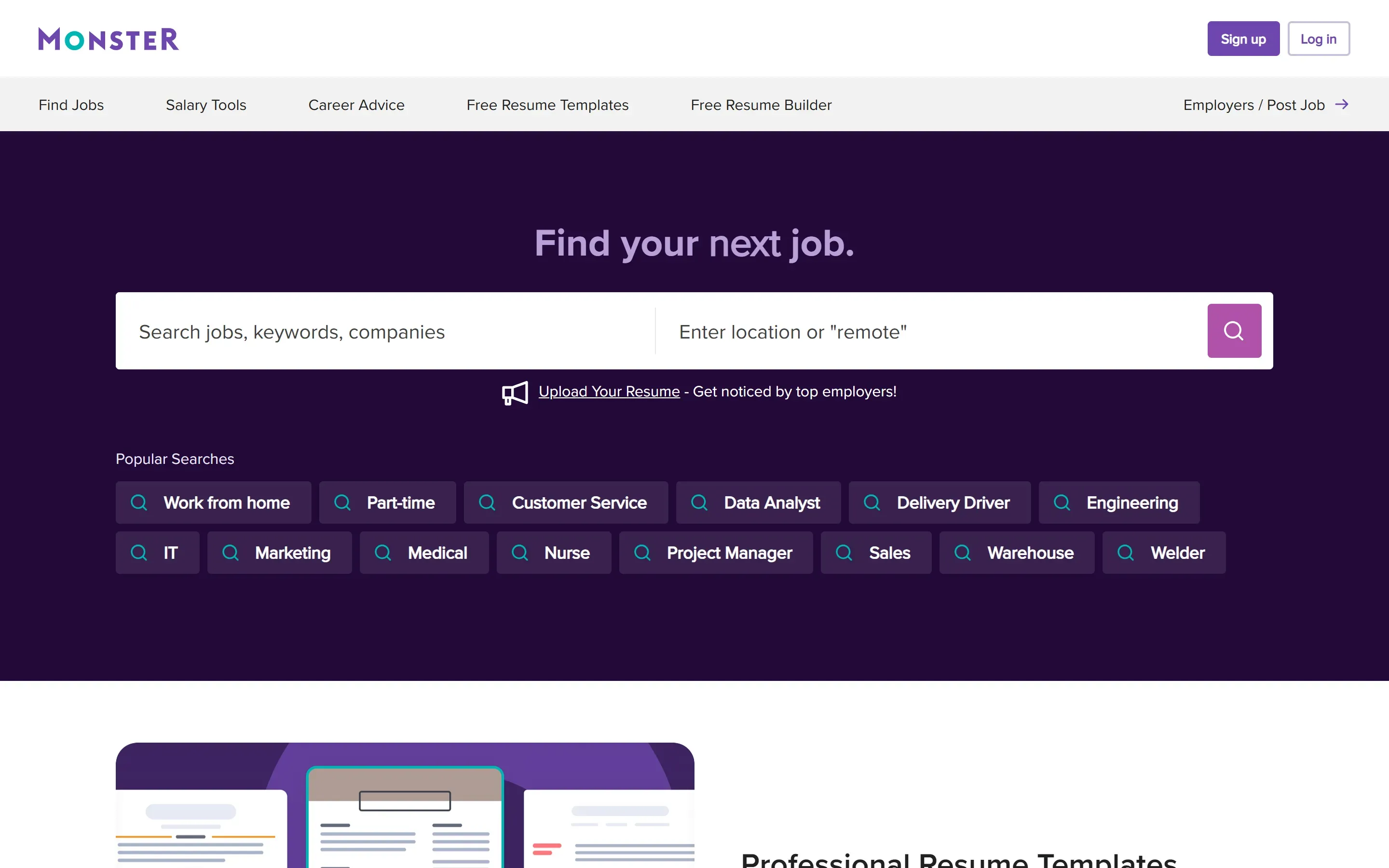The Monster home page, from an archived copy (February 2026)
