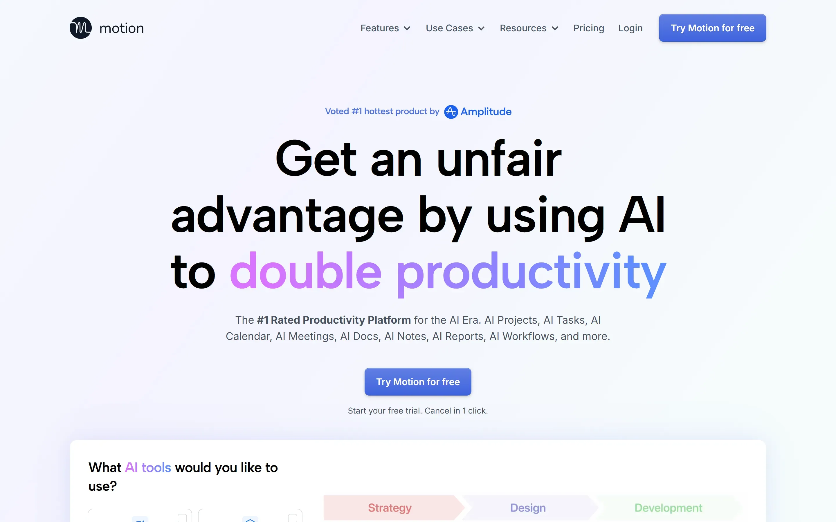 The Motion home page, saved 2026-10-02
