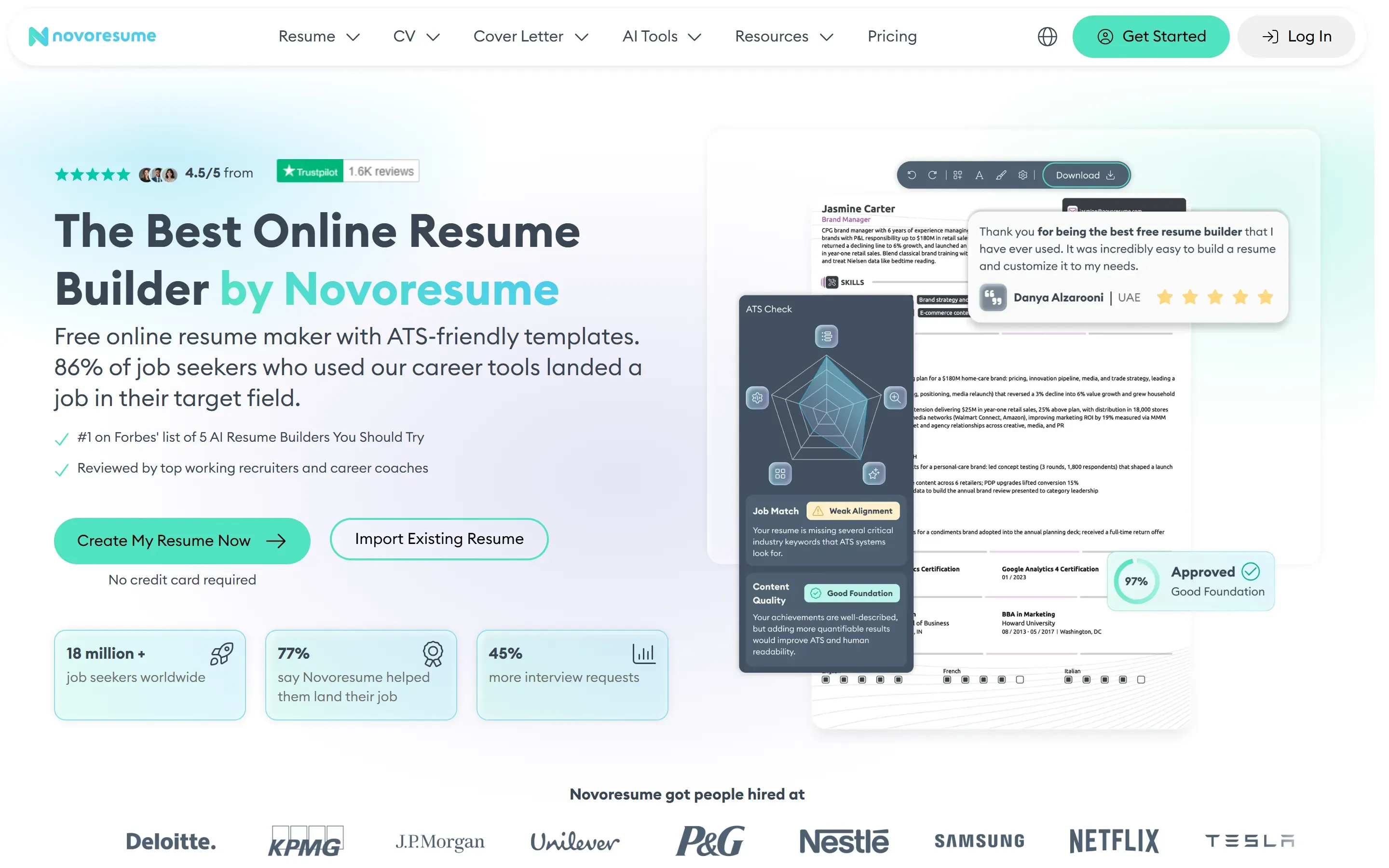 The Novorésumé home page, October 6, 2026