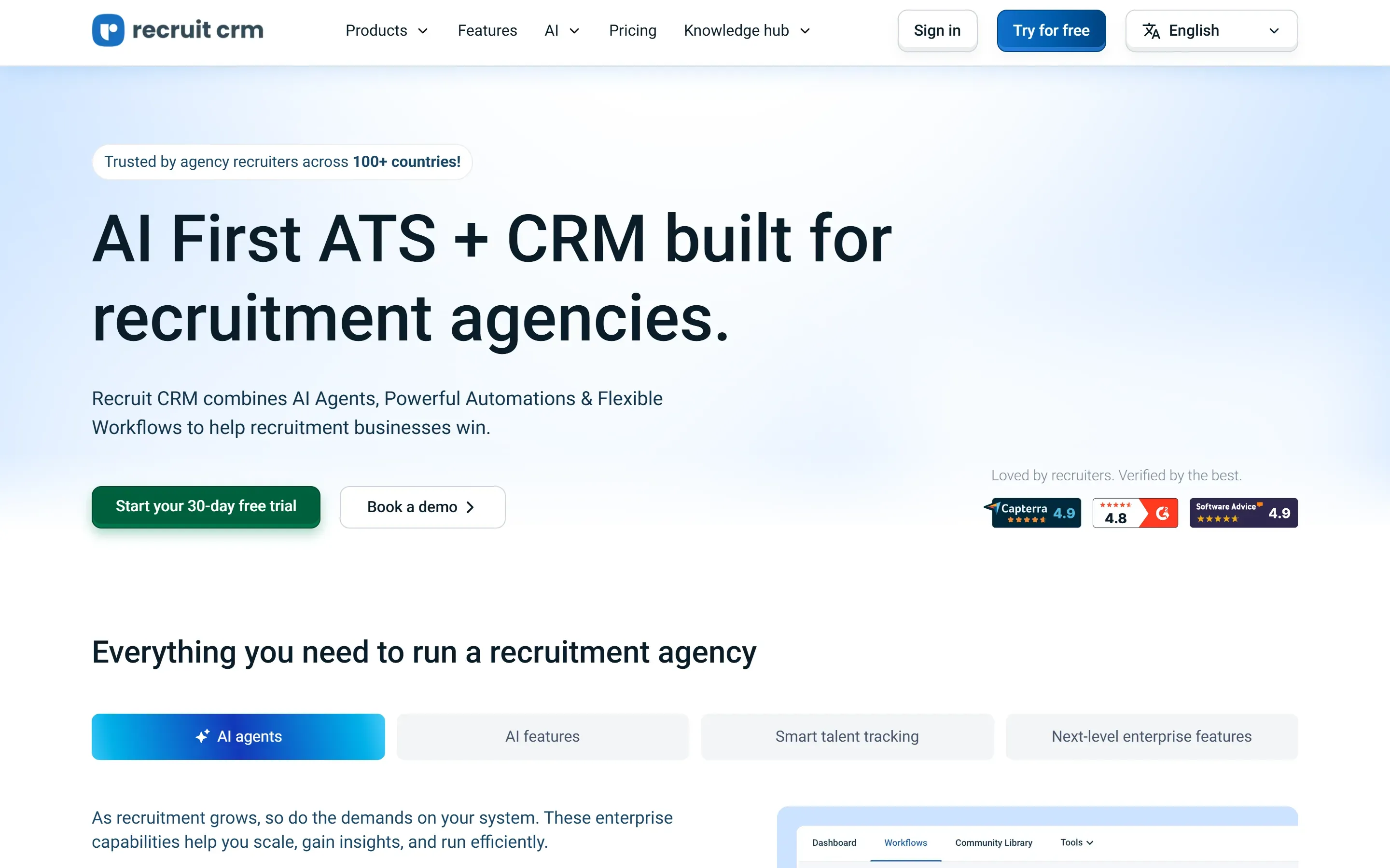 The Recruit CRM home page, saved 2026-10-02