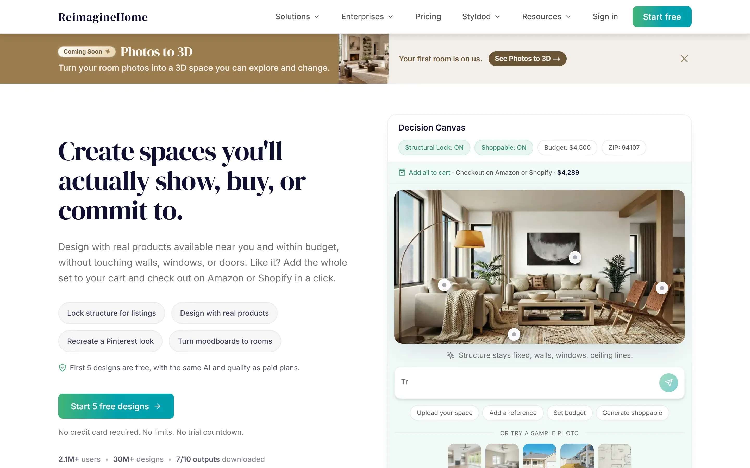 The ReimagineHome home page, saved 2026-10-02