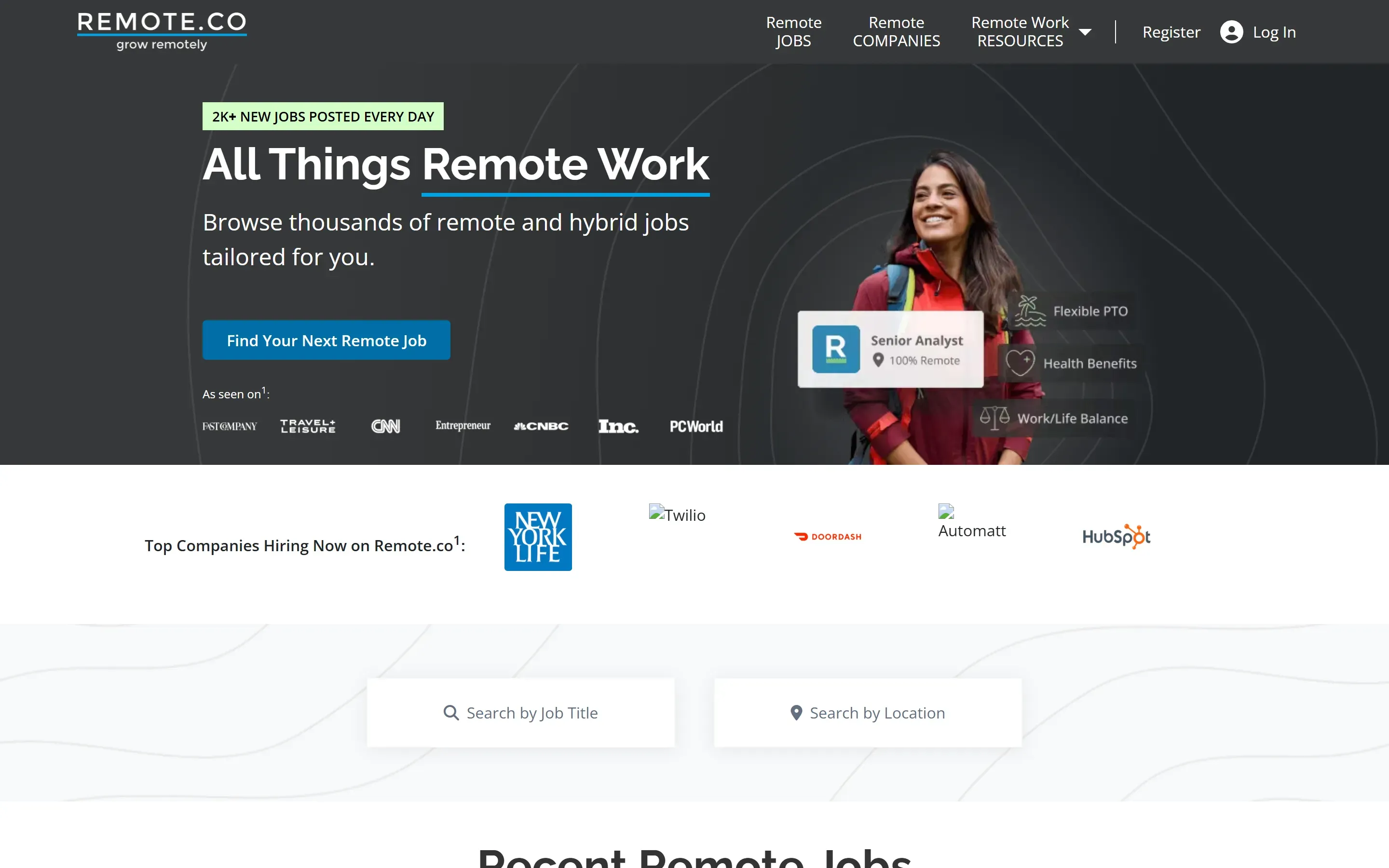 The Remote.co home page, from an archived copy (May 2026)