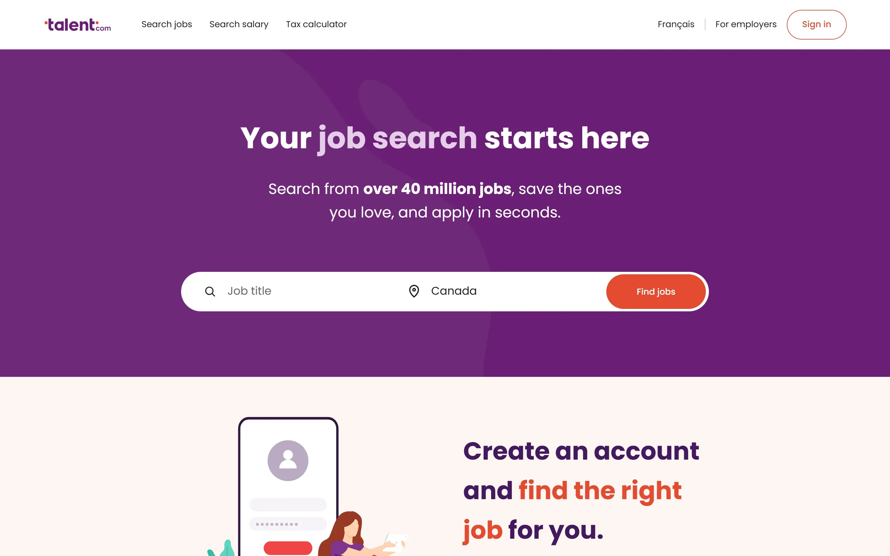 The Talent.com home page, October 6, 2026