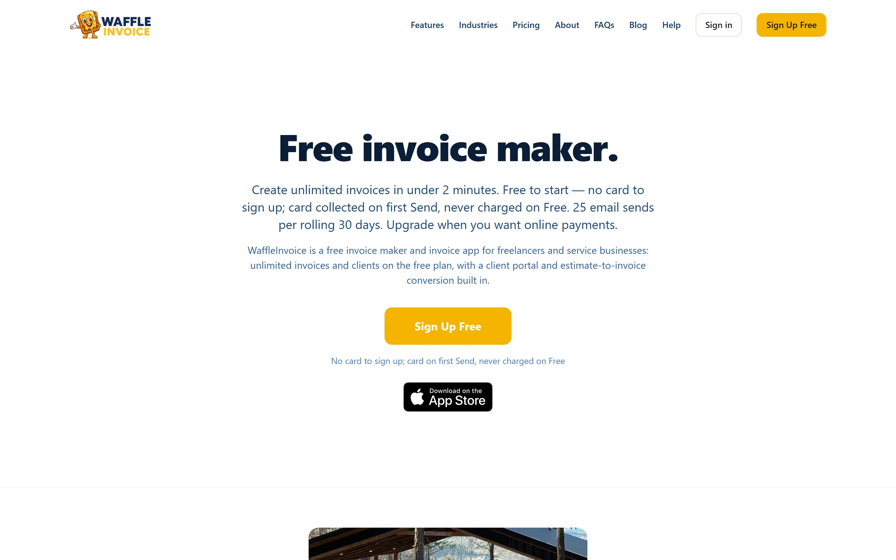 The WaffleInvoice home page, saved 2026-10-02